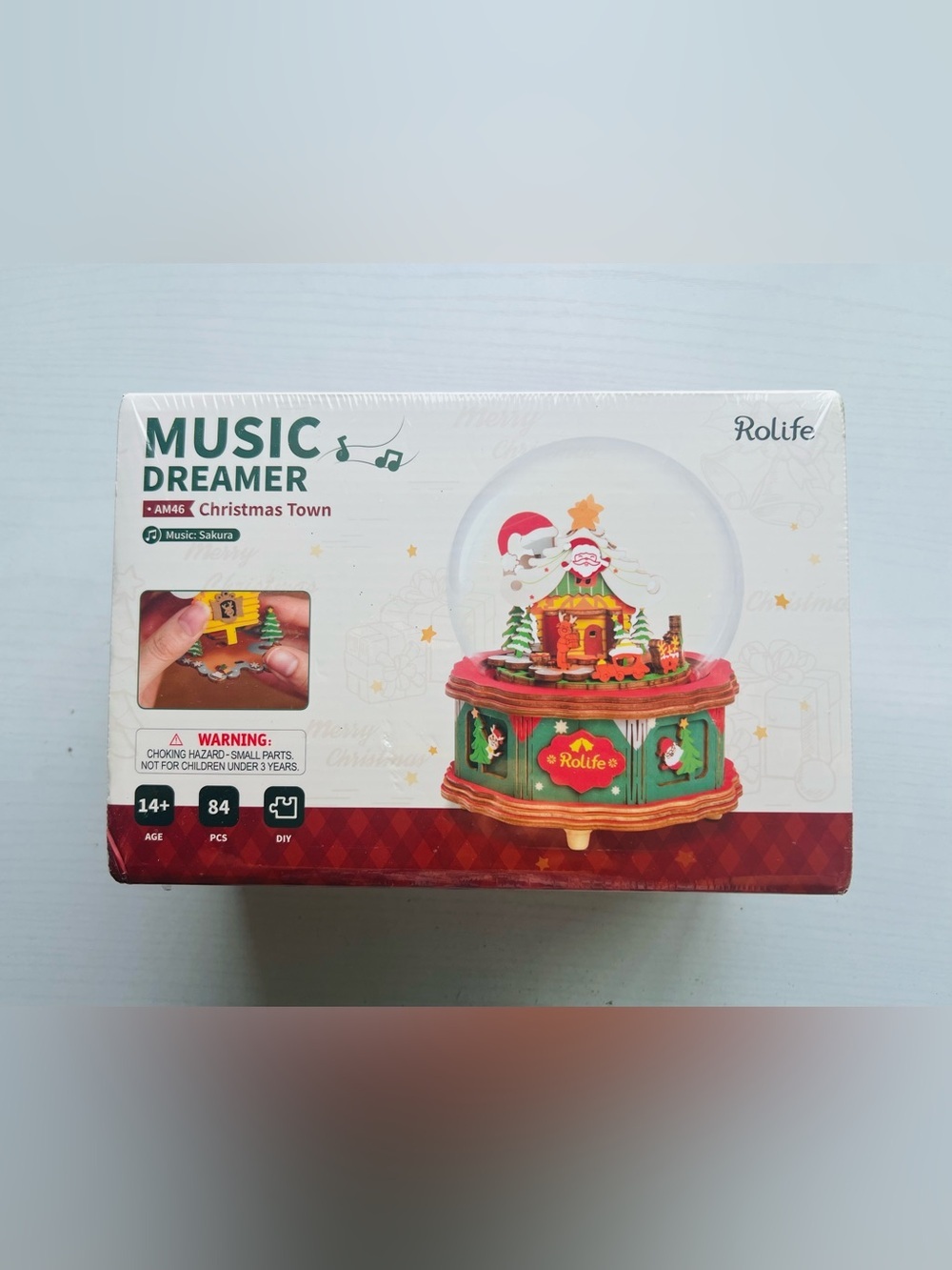 Rolife Christmas Town AM46 DIY Wooden Music Box Kit 84pc NEW SEALED